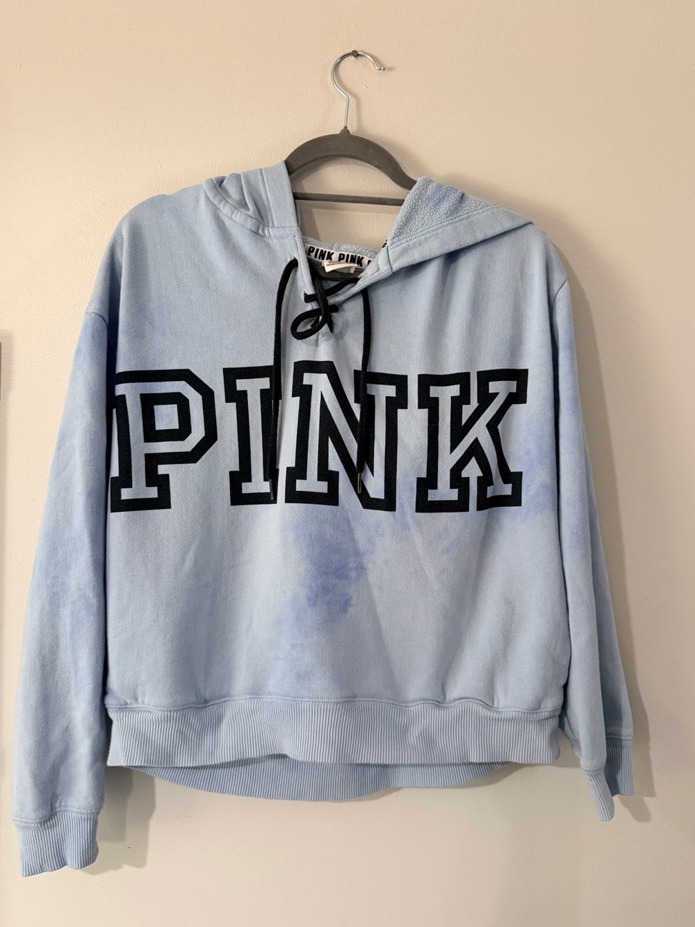 Victoria's Secret PINK Light Blue Hoodie with Black Accents